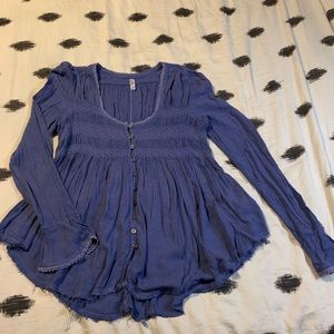 Free People Boho Long Sleeve Flowy Blouse